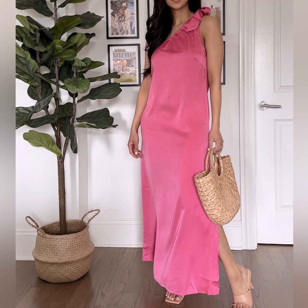 Pink One-Shoulder Maxi Dress